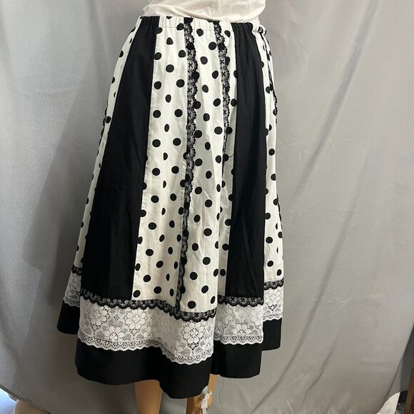Vintage Carefree Fashions A-Line Skirt Womens Black White Rockabilly Cottagecore - Picture 3 of 6